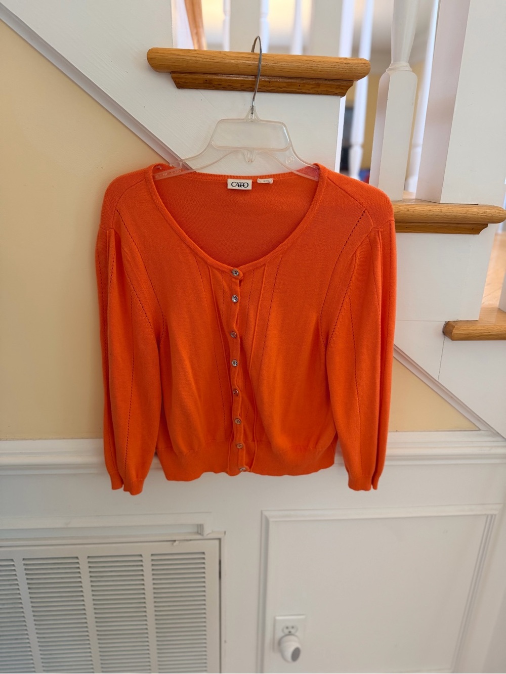 Ladies Size Medium Cato Orange Snap-Front Knit Top Sweeter GUC